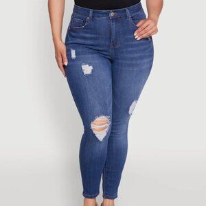 Wax Jeans Women's Butt I Love You Push-Up Destructed Modal Basic Skinny Jeans